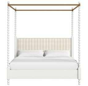 Haven Warm White Upholstered Canopy Poster Bedroom Set