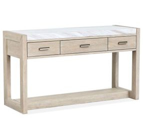 Preston Gallery Buff and Antique Silver Rectangular Marble Top Sofa Table