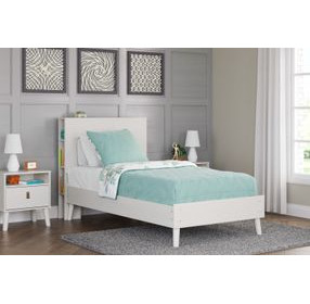 Aprilyn White Twin Bookcase Headboard with USB Charging