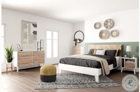 Piperton White And Natural Platform Bedroom Set