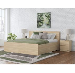 Onita Natural Queen Panel Platform Storage Bed with 4 Drawers