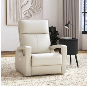 Barnard Del Mar Cream Leather Swivel Glider Power Recliner with USB Charging