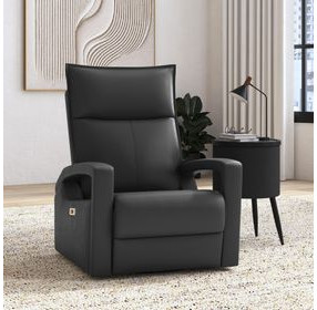 Barnard Del Mar Gray Leather Swivel Glider Power Recliner with USB Charging