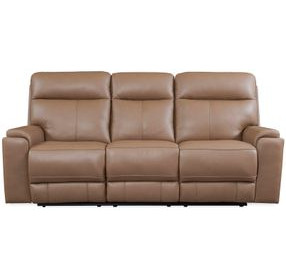 Bryant Tuscan Tan Leather Lay Flat Power Reclining Living Room Set with USB Charging