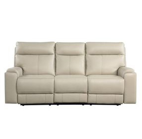 Bryant Taupe Leather Lay Flat Power Reclining Living Room Set with USB Charging