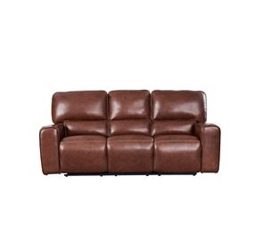 Broadway Brown Leather Lay Flat Power Reclining Living Room Set with USB Charging
