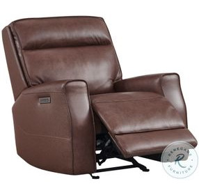 Sydney Brown Heritage Leather Glider Power Recliner with Power Headrest