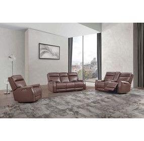 Sydney Brown Heritage Leather 73" Zero Gravity Power Reclining Console Loveseat with Power Headrest and USB Charging