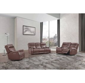 Sydney Brown Heritage Leather Zero Gravity Power Reclining Living Room Set with Power Headrest and USB Charging
