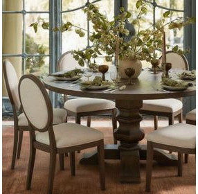 Emerson Dark Brown Wood Round Dining Table