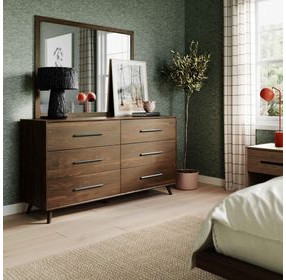 Emery Walnut 6 Drawer Dresser