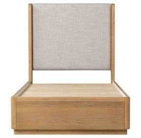 Modena Natural and Cream Twin Upholstered Panel Bed