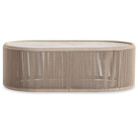Trellis Brown and Beige Oval Outdoor Occasional Table Set