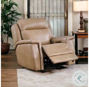 Fischer Saddle Leather Glider Power Recliner with Power Headrest and USB Charging