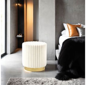 Yolanda Beige Upholstered Stool