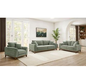 Watton Olive Green Upholstered Lounge Chair with Pillow