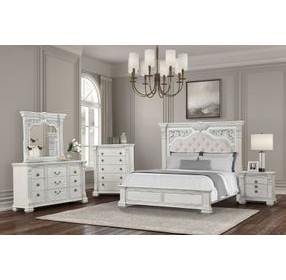 Promenade Wire Brushed White King Upholstered Panel Bed