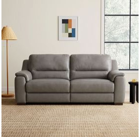 Altamura Gray Leather Power Reclining Loveseat