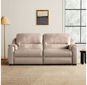 Altamura Taupe Leather Power Reclining Loveseat