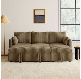 Denholme Brown Sleeper Sofa with Pull Out and USB Charging