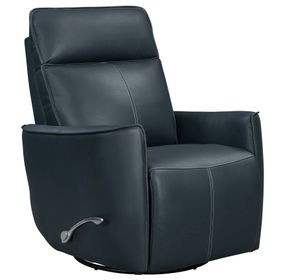 Roxy Abby Navy Leather Manual Swivel Glider Recliner