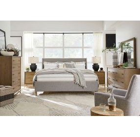 Lindon Belgian Wheat and Gray Queen Upholstered Panel Bed