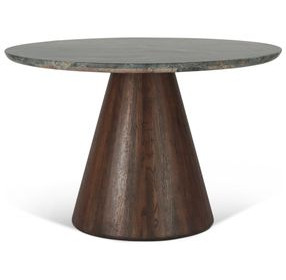 Caldera Dark Oak and Lava Marble Top 48" Round Dining Room Set