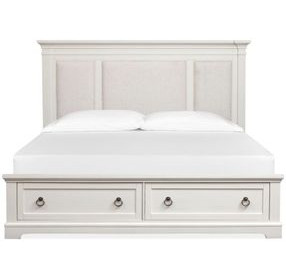 Kingston Whisper White and Cerused Nutmeg Upholstered Storage Panel Bedroom Set