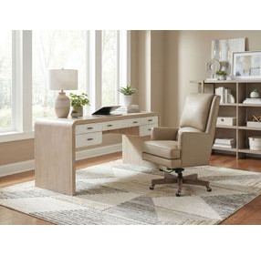 Wright Beige Leather Upholstered Swivel Tilt Executive Chair