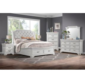 Lyndhurst Vintage White 3 Drawer Nightstand with USB Charging