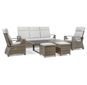 Antigua Gun Metal and Brown and Gray Square Outdoor Ottoman Set of 2
