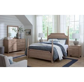 Tide And Timber Gray Oak Queen Pencil Poster Bed