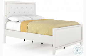 Bella White Tufted Full Upholstered Panel Bed
