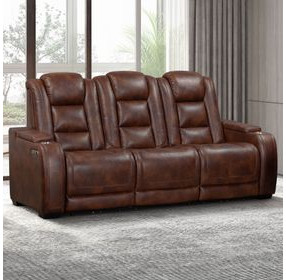 Chester Brown 85" Power Reclining Sofa with USB Charging and LED