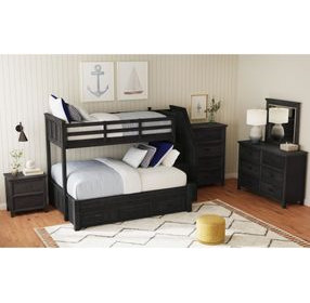 Brooklyn Charcoal Twin Over Full Storage Bunk Bed with Staircase and Trundle