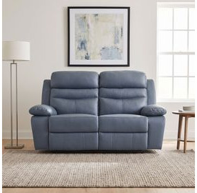 Hancock Blue Double 64" Power Reclining Loveseat