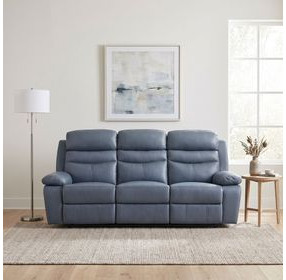 Hancock Blue Double 87" Power Reclining Sofa