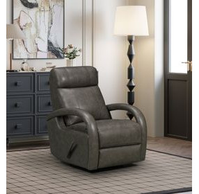 Harlee Ryegate Gray Leather Swivel Glider Recliner