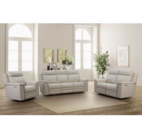 Harper Berlin Cream Leather Power Reclining Living Room Set and USB Charging
