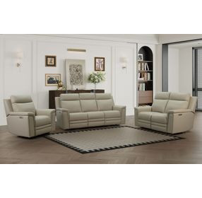 Harper Berlin Taupe Leather Power Reclining Living Room Set and USB Charging