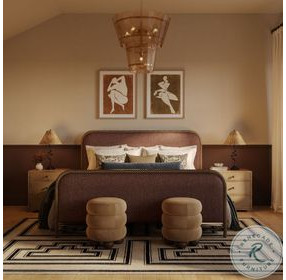 Hatia Sienna Red Basketweave King Panel Bed