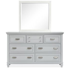Charleston Harbor Gray and White Dove 7 Drawer Dresser with Rectangular Mirror
