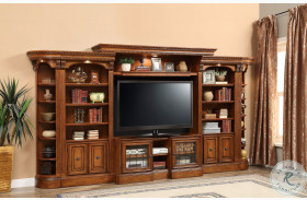 Hayes Antique Vintage Pecan Entertainment Wall