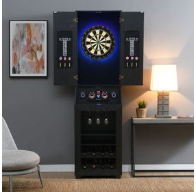 Cyclone Black Dartboard Cabinet with Speaker and LED