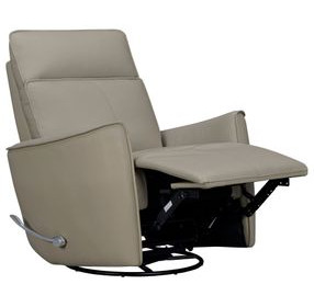 Roxy Abby Light Gray Leather Manual Swivel Glider Recliner