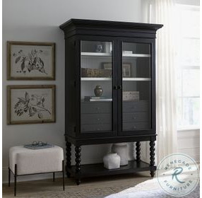 Caroline Soft Black Armoire and Cupboard with 6 Drawers