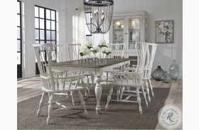 Glendale Estates Distressed White And Dark Wood Tone Extendable Dining Room Set