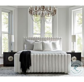 Silhouette Cream Queen Upholstered Panel Bed