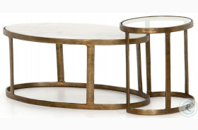 Calder Raw Brass And White Nesting Coffee Table