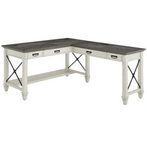 Hartford Antique White And Gray Open L Shaped Home Office Set